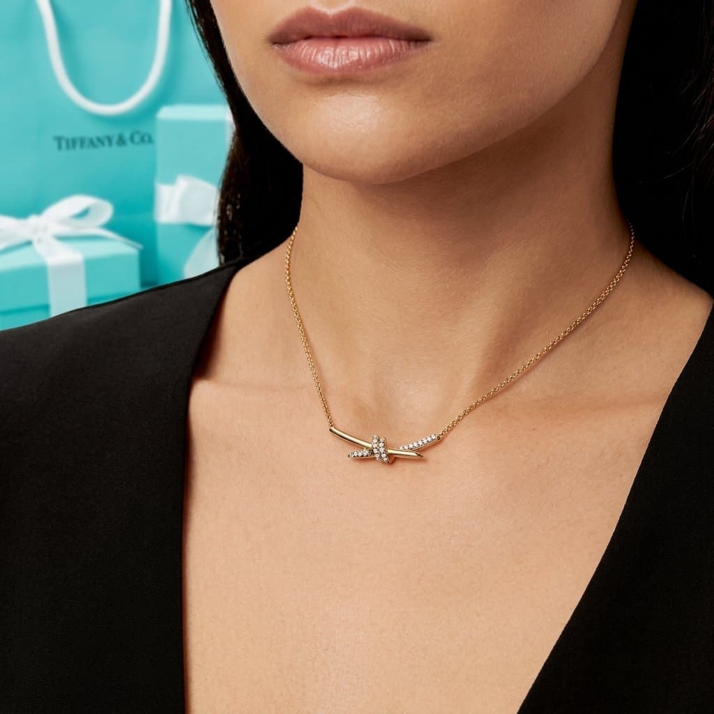 Кулон Tiffany Knot из розового золота и платины с бриллиантами — фото 4
