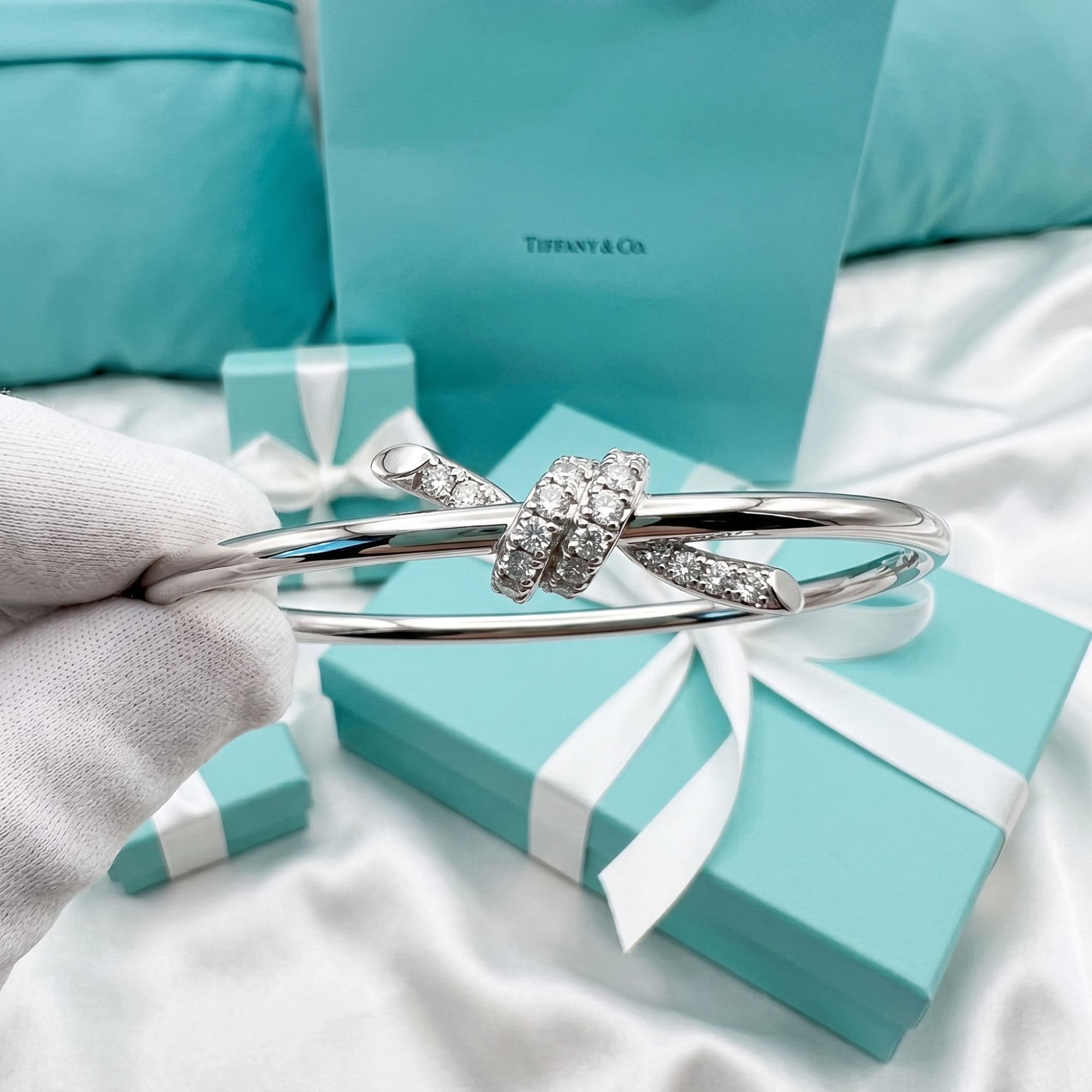 Браслет Tiffany Knot из розового золота с бриллиантами — фото 4