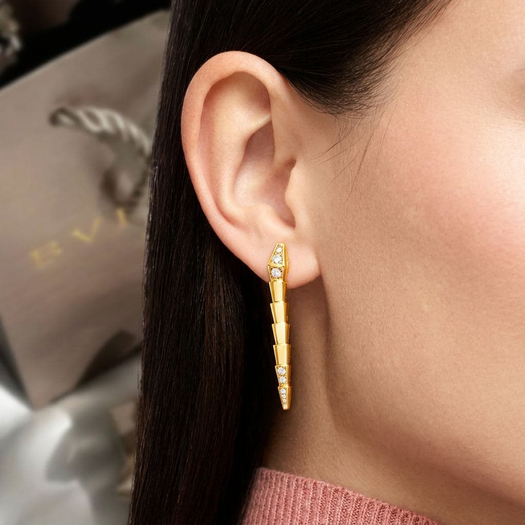 Серьги Bulgari Serpenti Viper из желтого золота с бриллиантами