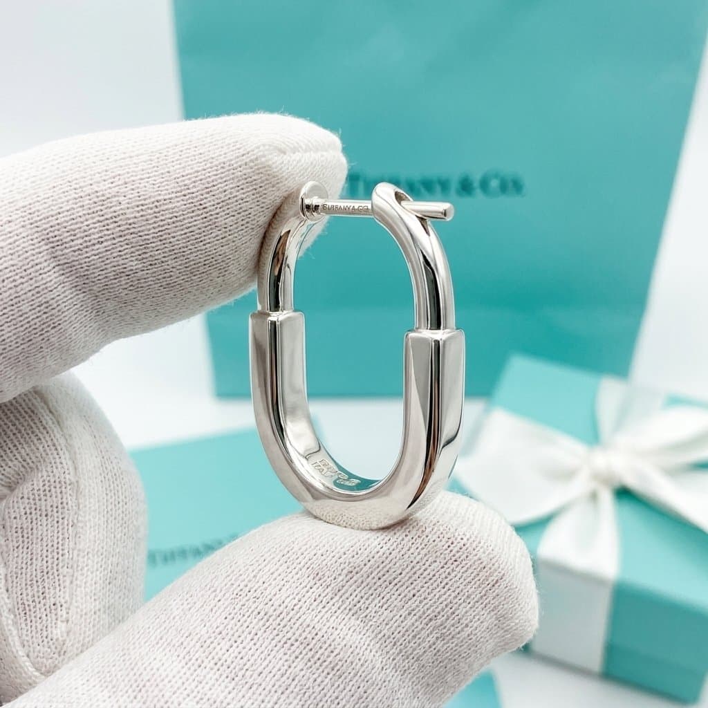 Серьги Tiffany Lock — малые, желтое золото, бриллианты, Жёлтое золото