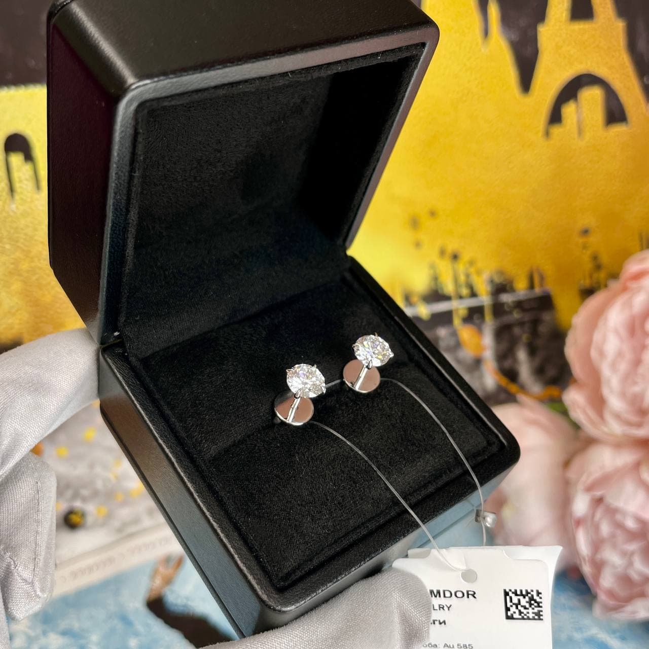 Серьги пусеты с бриллиантами 3,02 ct (LAB)