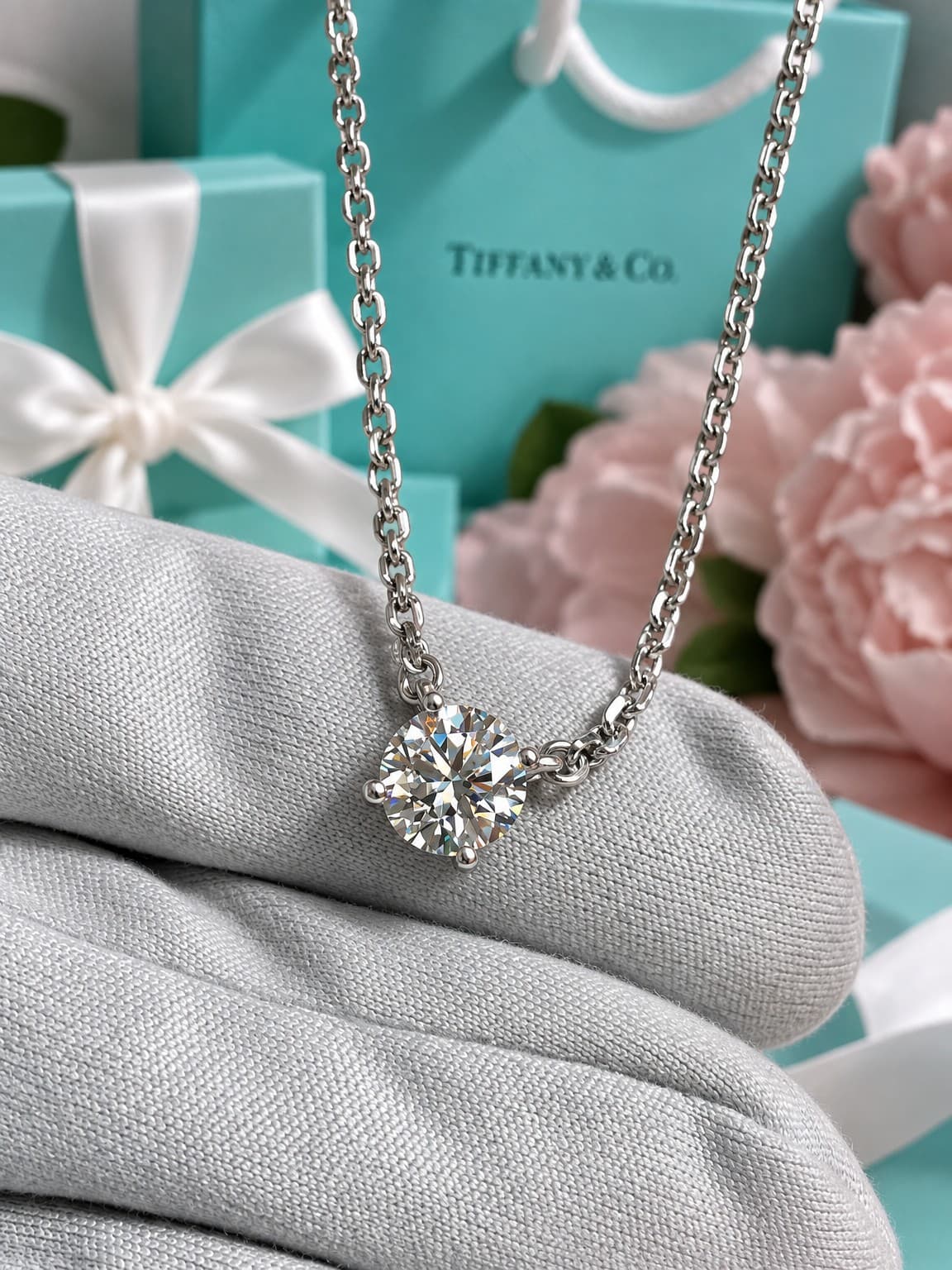 Подвеска Tiffany 1 ct, Белое золото