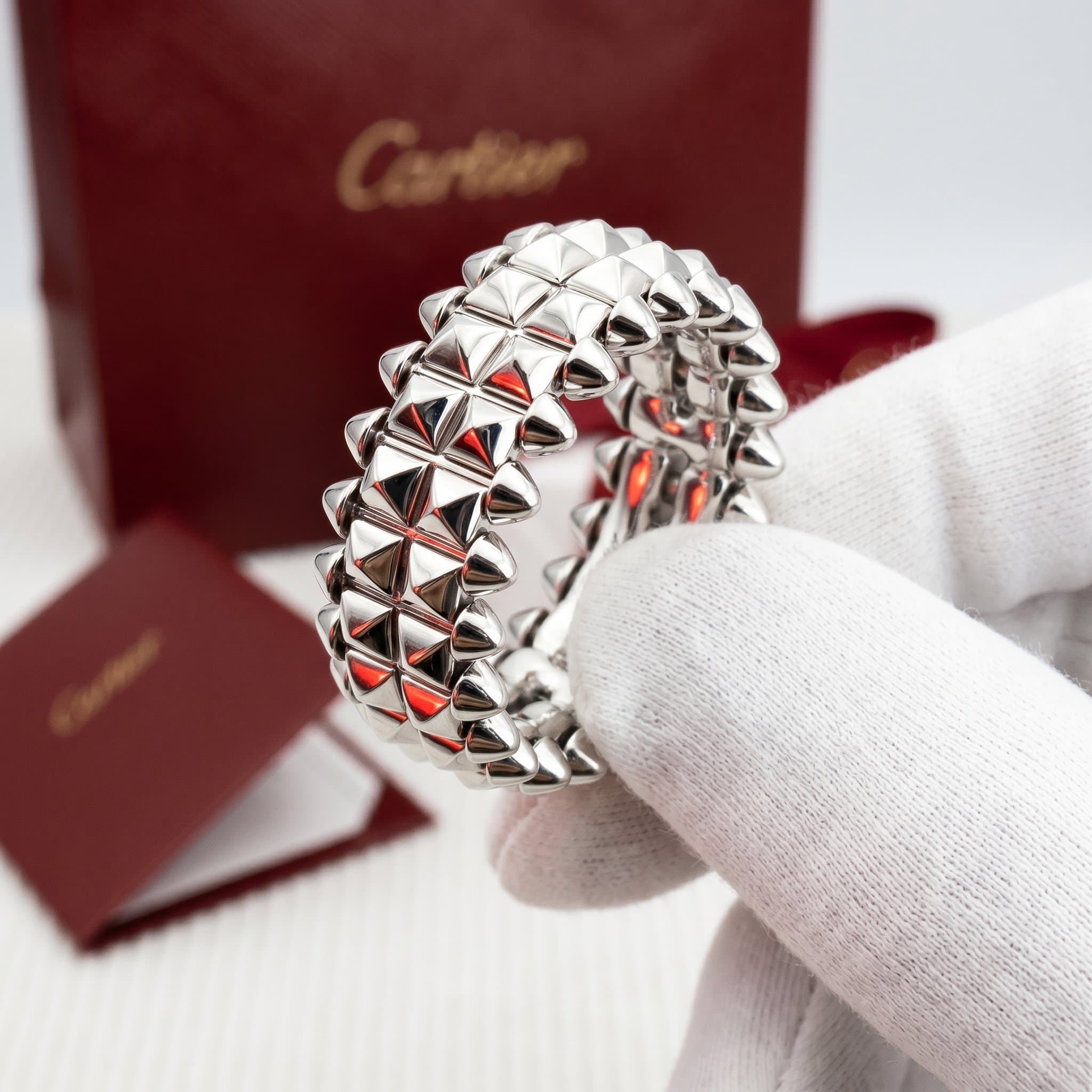Золотое кольцо Cartier Clash, два ряда, Белое золото