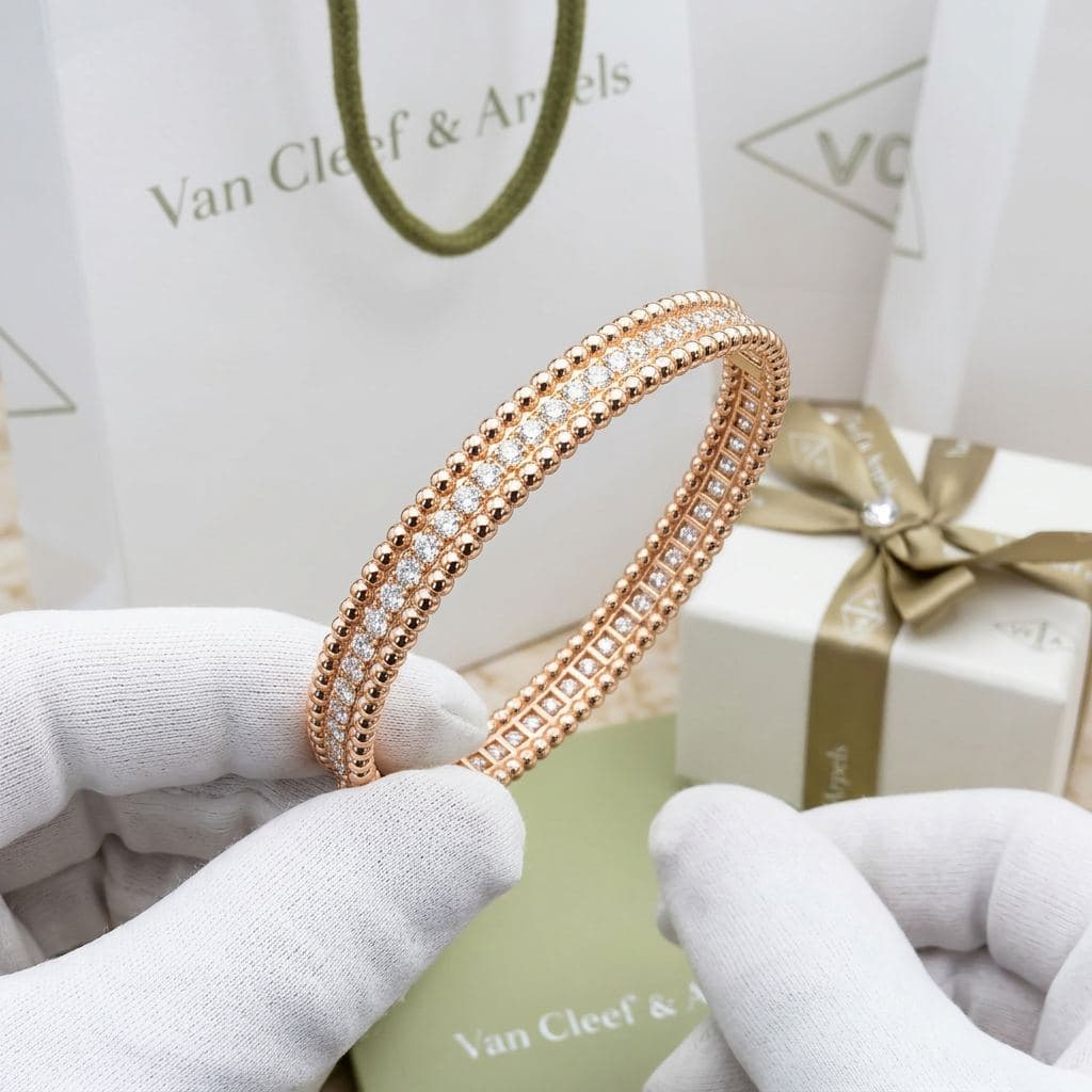 Браслет Van Cleef & Arpels Perlée с бриллиантами, 1 ряд, модель extra small, розовое золото — фото 3