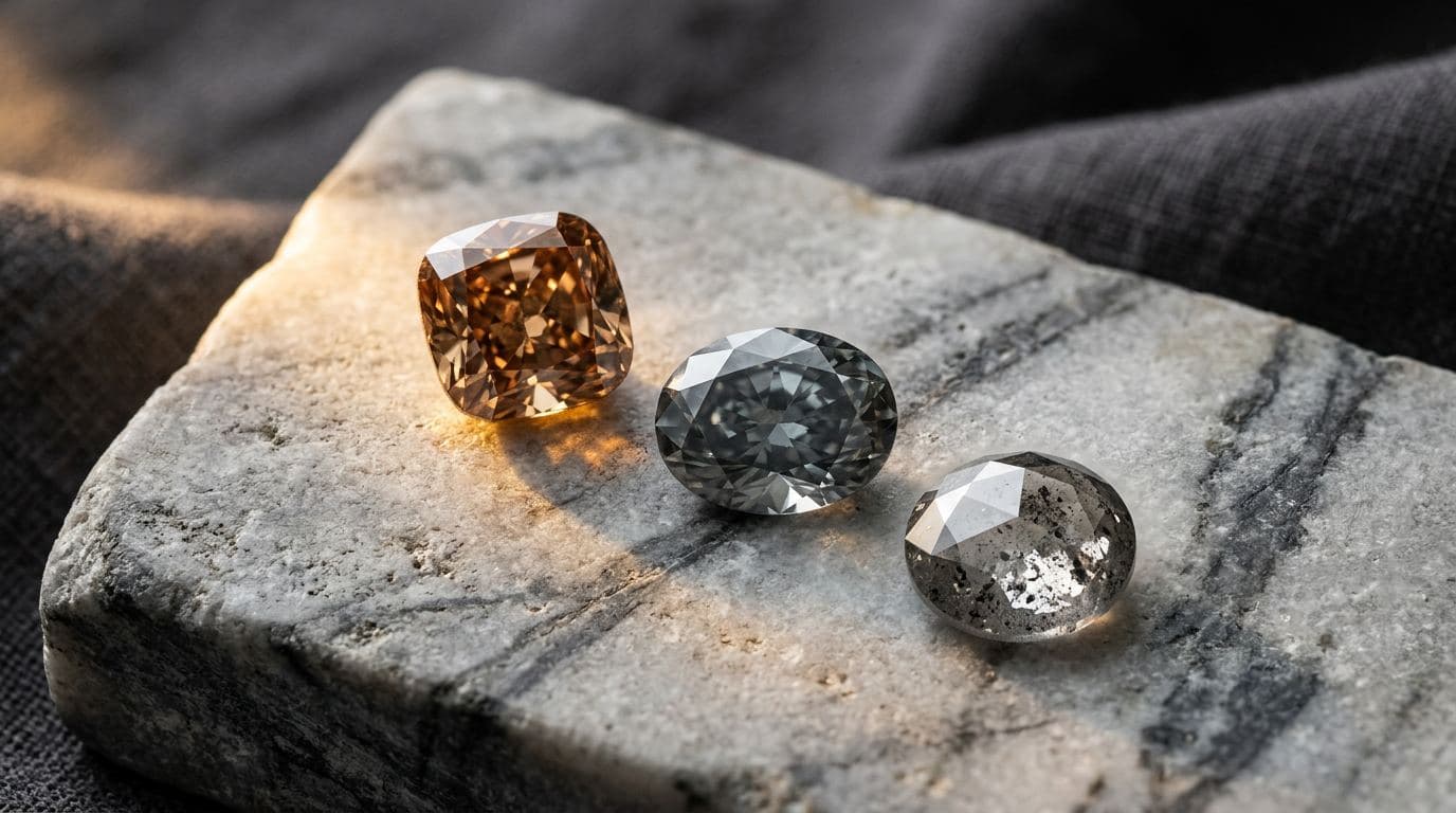 Коричневый и серый бриллиант: коньяк и salt-and-pepper