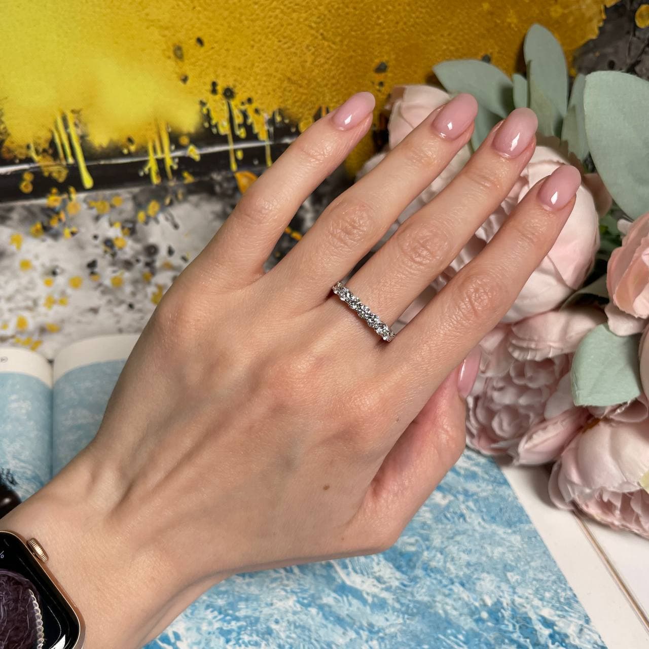 Кольцо Tiffany c 7 бриллиантами 1,05ct (белое золото 585)