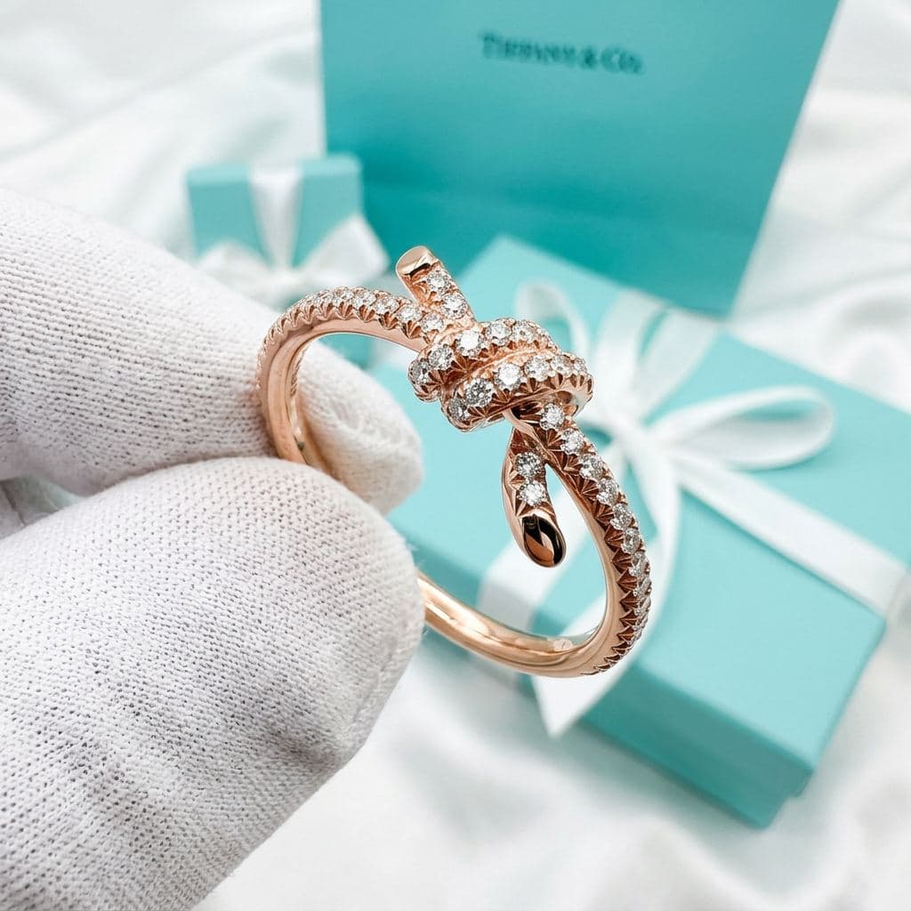 Кольцо Tiffany Knot в розовом золоте с бриллиантами, Розовое золото