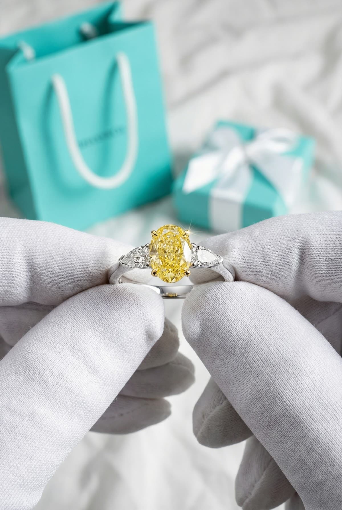 Золотое кольцо с желтым бриллиантом Tiffany & Co — фото 2