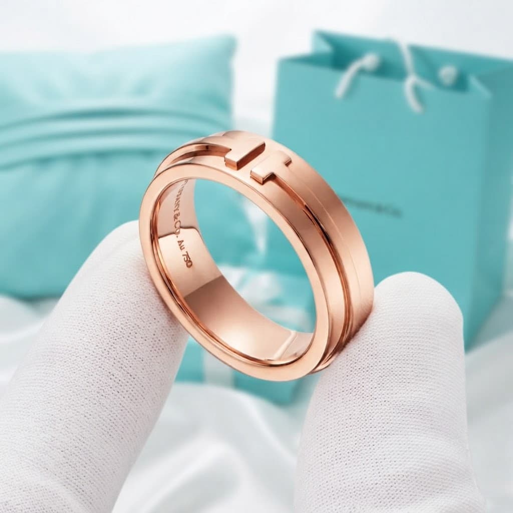 Кольцо Tiffany T Wide в розовом золоте, Розовое золото