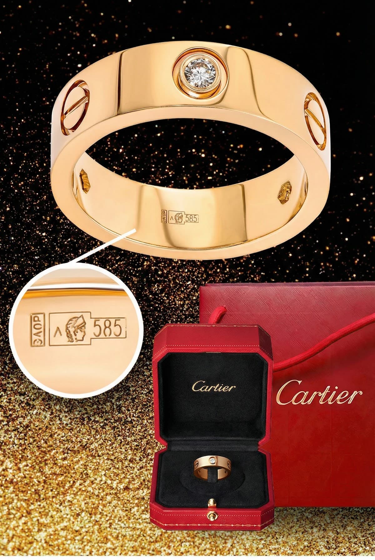 Cartier Ювелирное золотое кольцо картье love 585