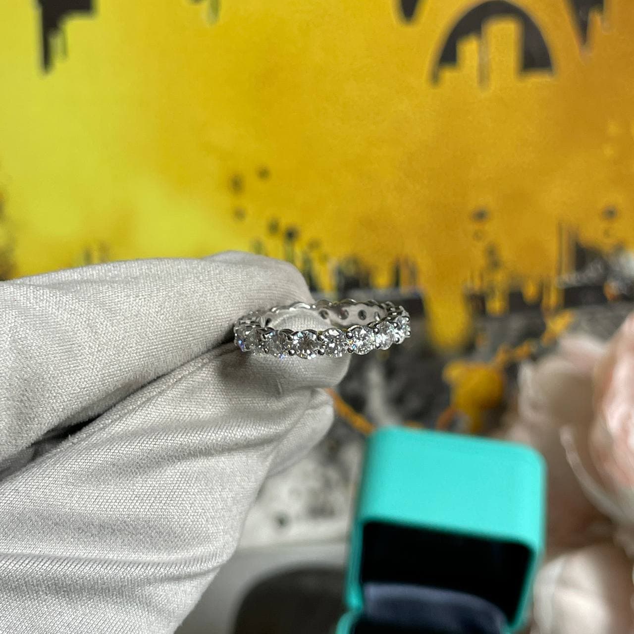 Кольцо Tiffany Forever с бриллиантами 3 ct (LAB)(белое золото 585)
