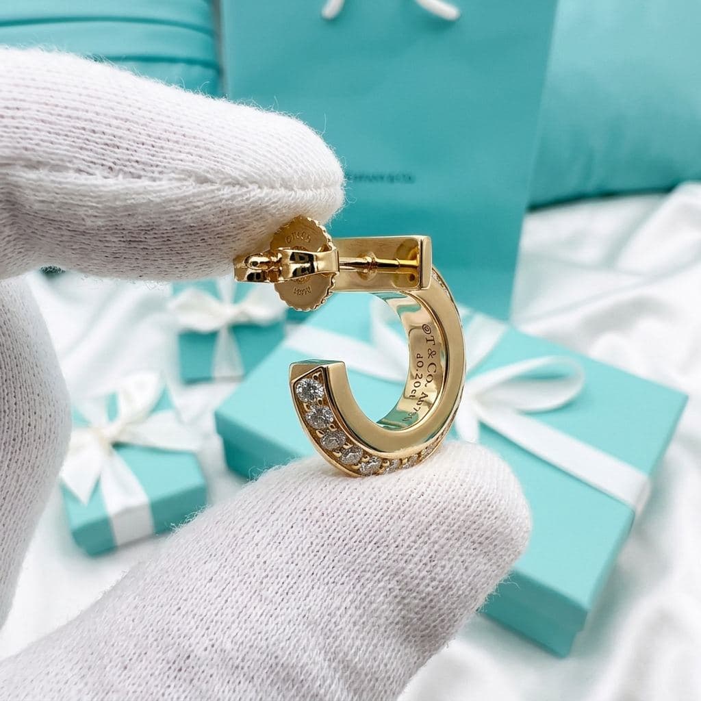 Серьги-кольца Tiffany T1 из розового золота с бриллиантами — фото 2