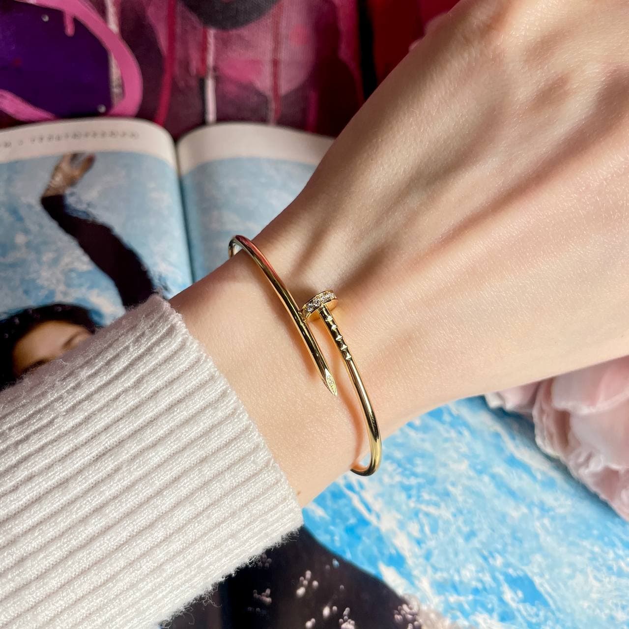 Браслет Cartier Juste Un Clou с бриллиантами 0,18 ct (желтое золото 750)