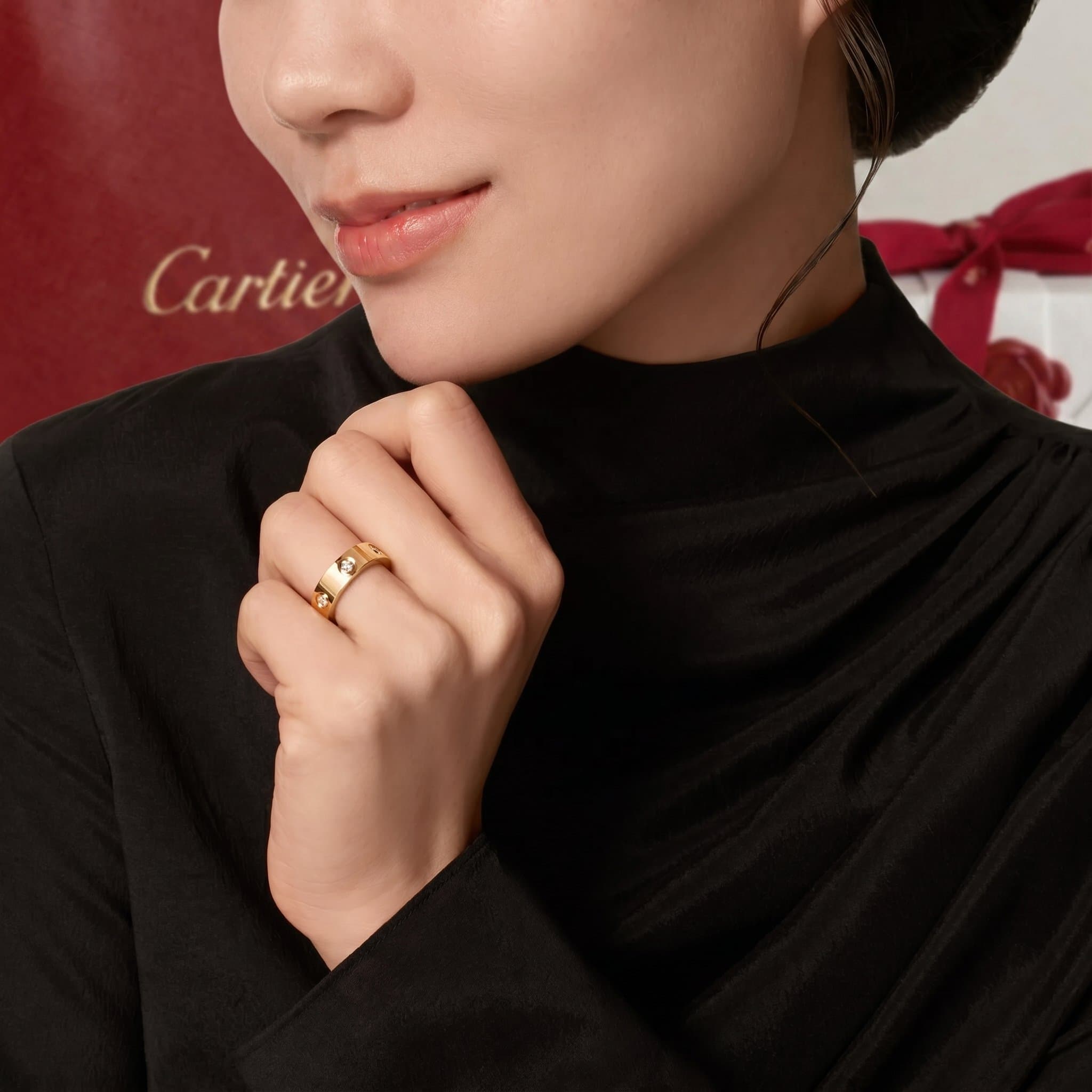 Золотое кольцо Cartier Love с бриллиантами, классическая модель, 6 бриллиантов — фото 2