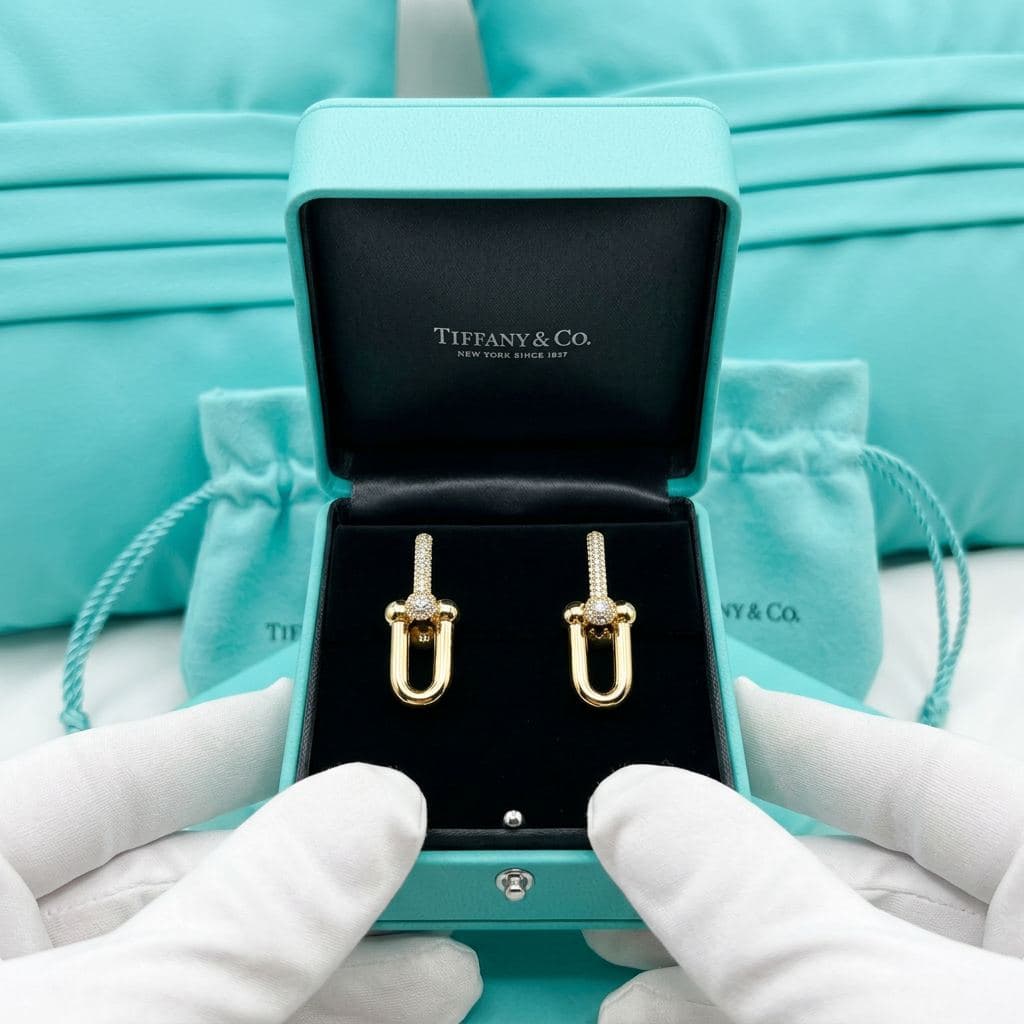 Серьги Tiffany HardWear крупные звенья с бриллиантами