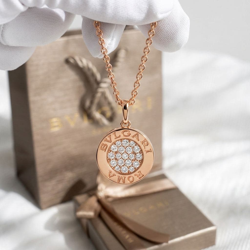 Колье BVLGARI BVLGARI из розового золота с ониксом и бриллиантами