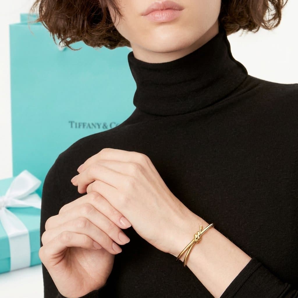 Браслет Tiffany Knot Double Row на шарнире из розового золота — фото 3