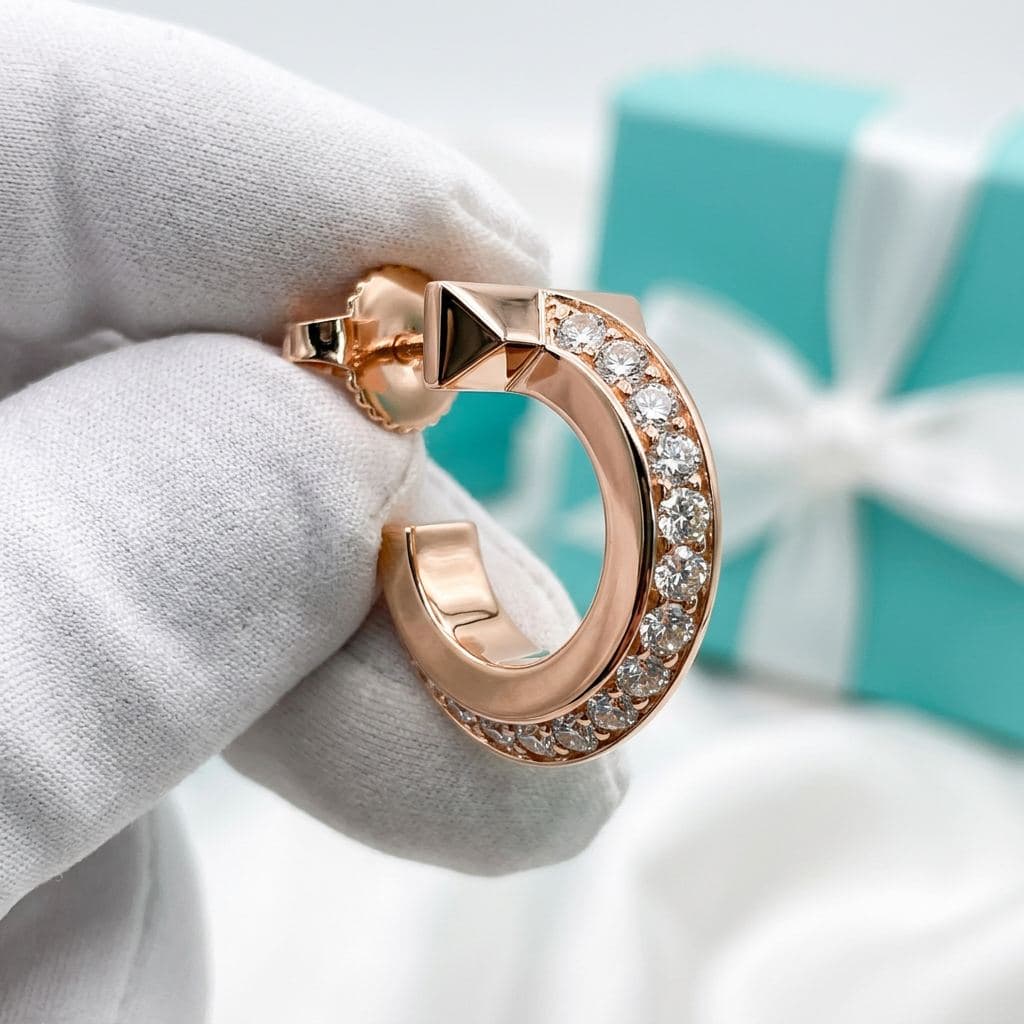 Серьги-кольца Tiffany T1 из розового золота с бриллиантами — фото 3