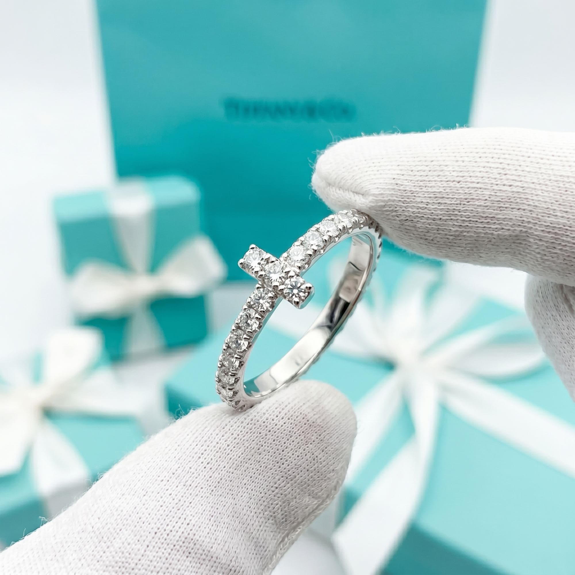 Кольцо Tiffany T — с бриллиантами, розовое золото — фото 3