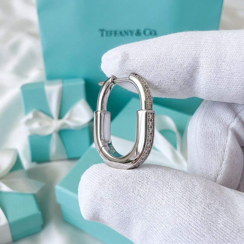 Серьги Tiffany Lock — Маленькие серьги-замки с бриллиантами — фото 3