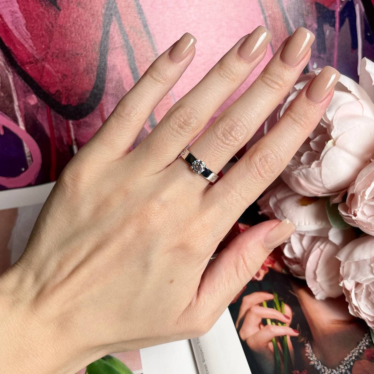 Кольцо Cartier Love с 1 бриллиантом 0,65ct (LAB) (белое золото 585) — фото 3
