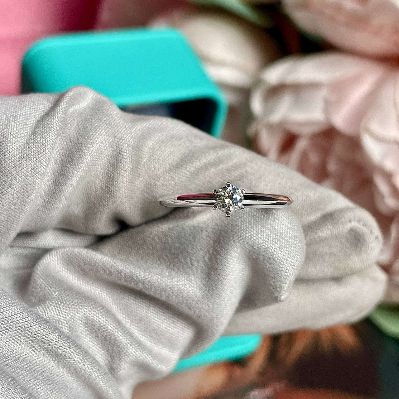 Кольцо Tiffany с 1 камнем 0,20ct (белое золото 585) — фото 3
