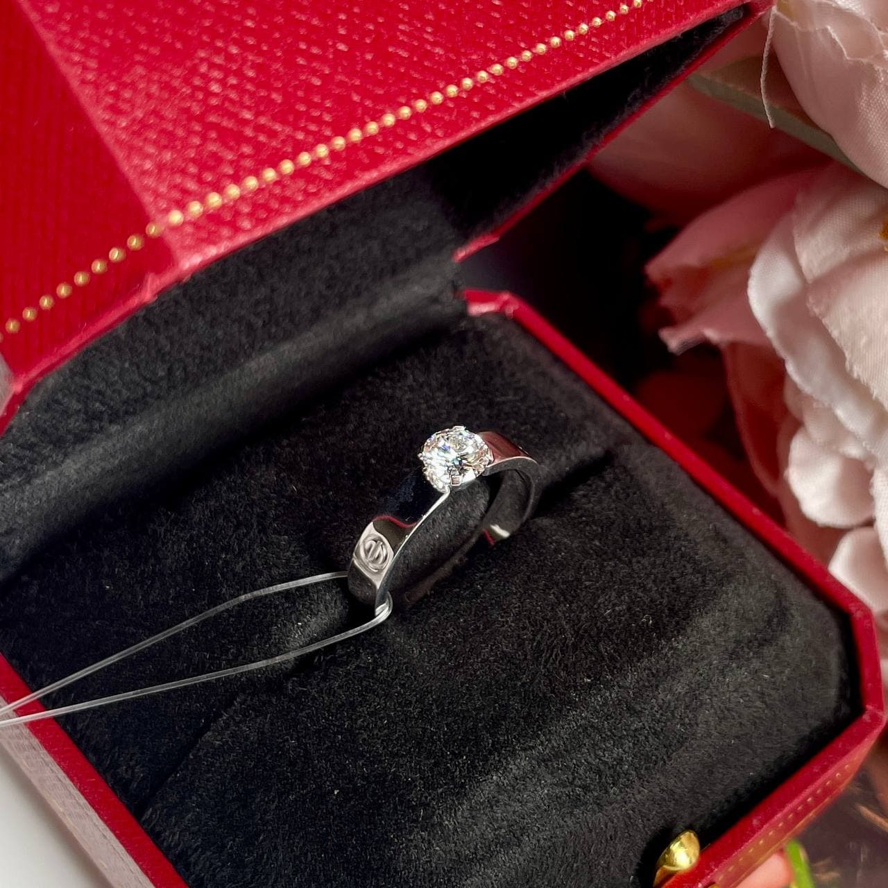 Кольцо Cartier Love с 1 бриллиантом 0,65ct (LAB) (белое золото 585), Белое золото