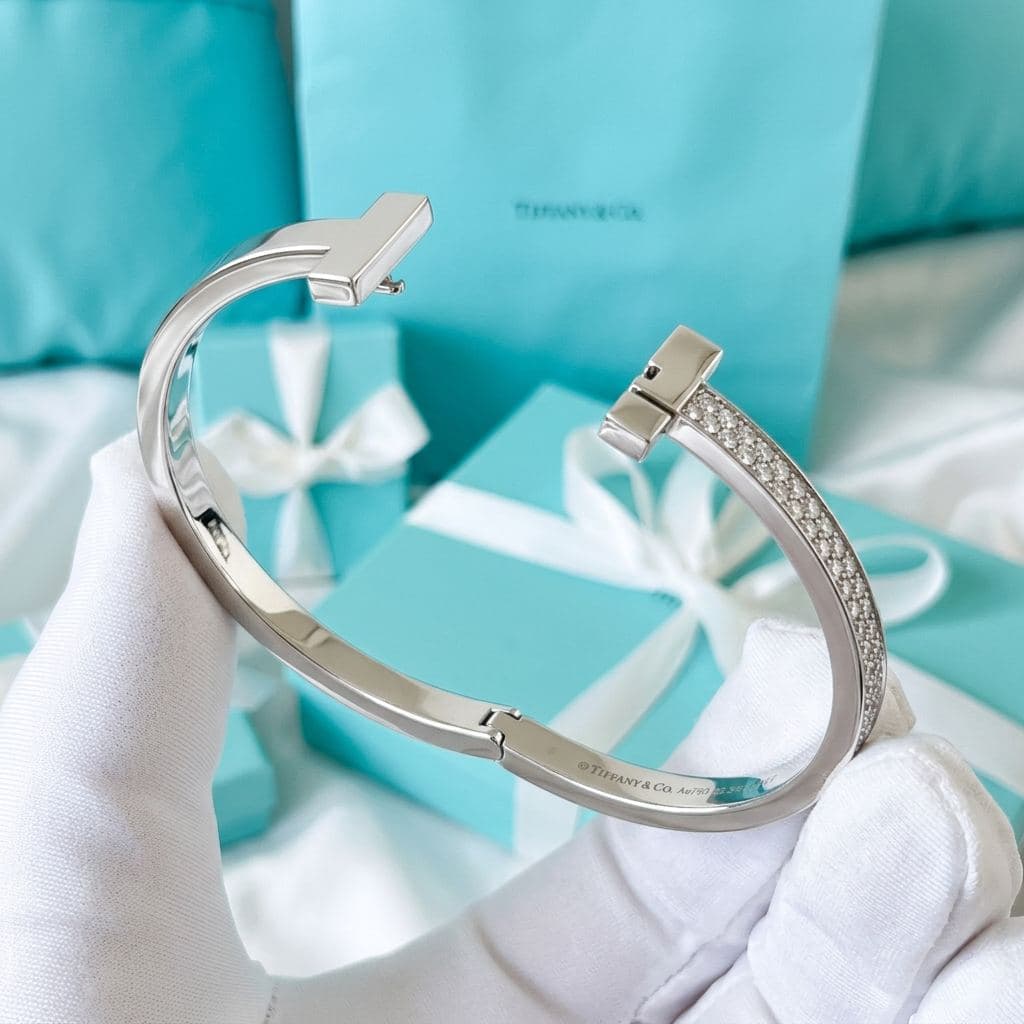 Браслет Tiffany T — T1 Wide с бриллиантами, розовое золото — фото 3