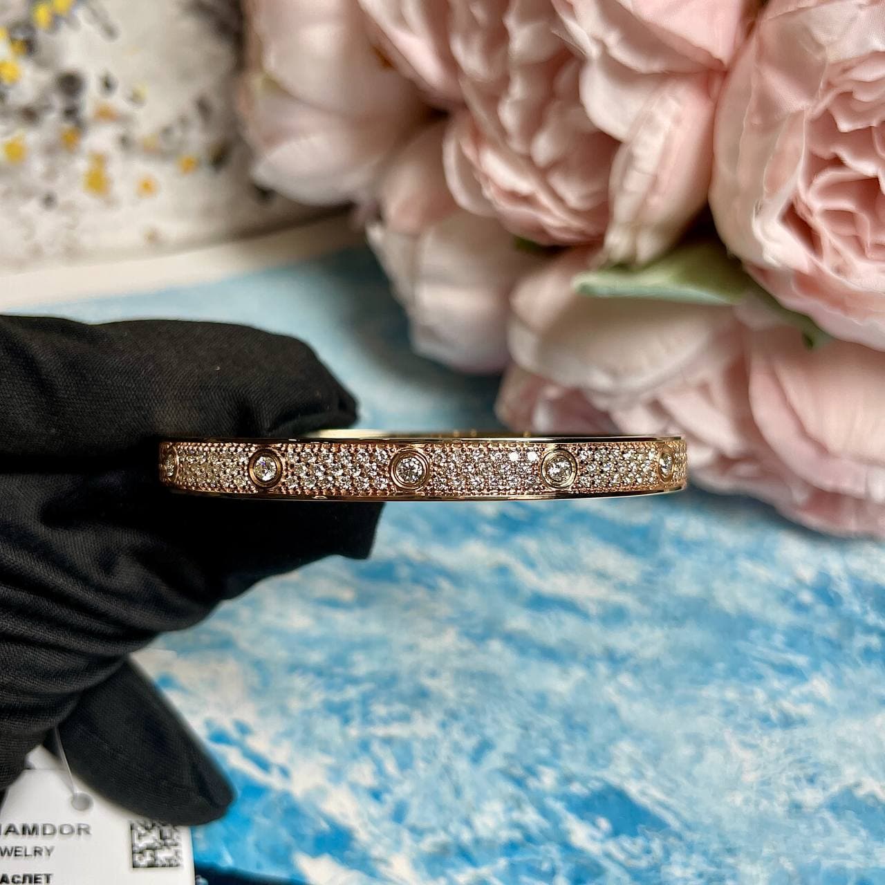 Браслет Cartier Love Pave с 10 бриллиантами 3,10 ct (желтое золото 585)