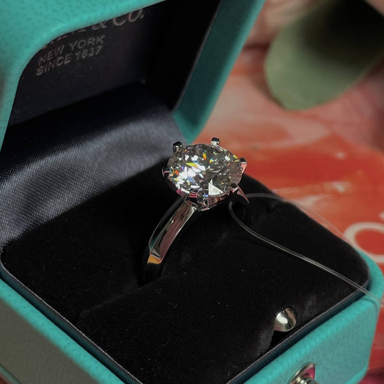 Кольцо Tiffany с бриллиантом 4,06ct (белое золото 585) (модель #2)