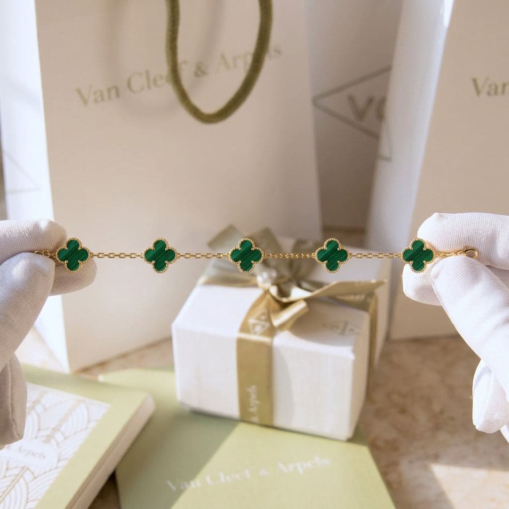 Браслет Van Cleef & Arpels Vintage Alhambra, 5 мотивов, Жёлтое золото