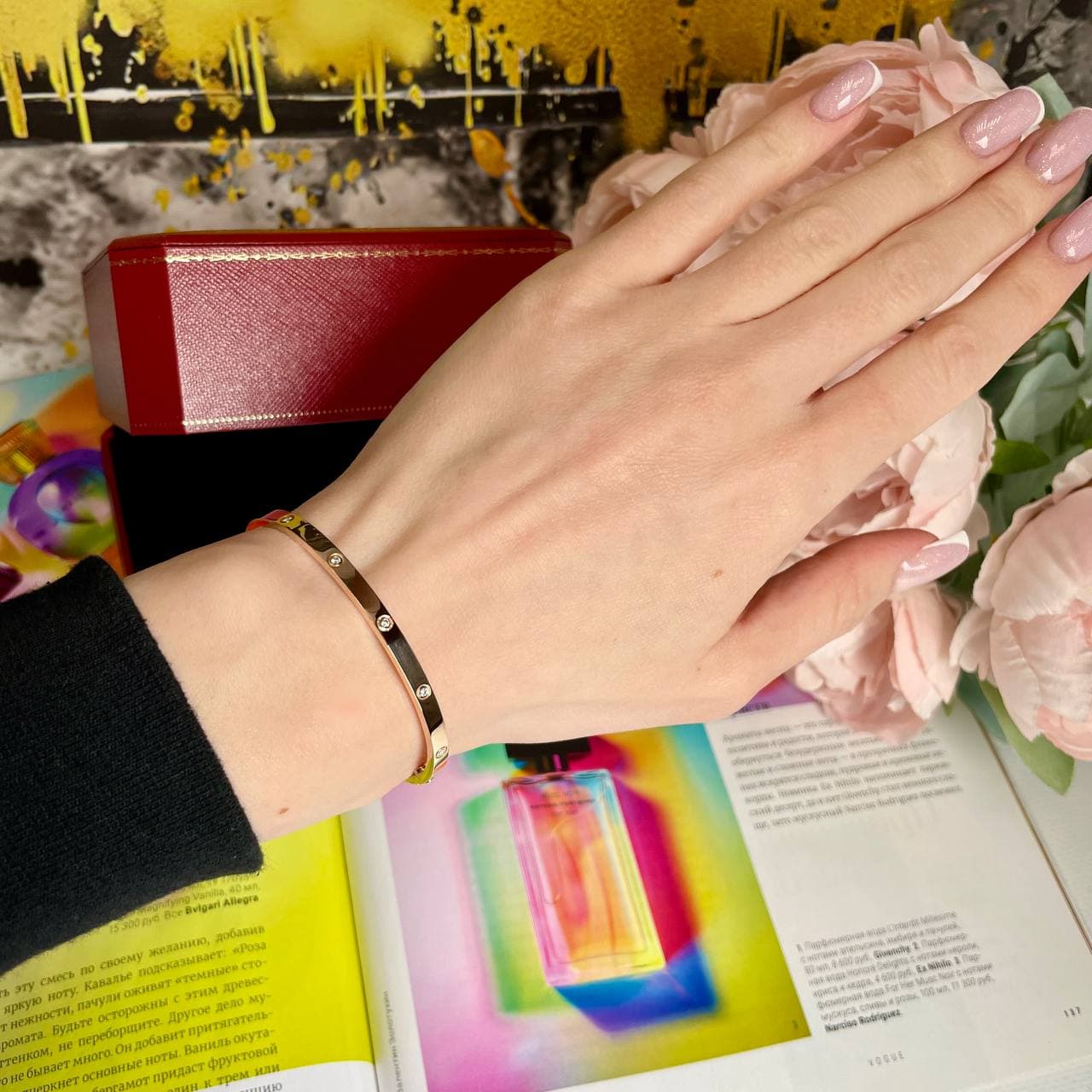 Браслет Cartier Love с 10 бриллиантами (розовое золото 585)