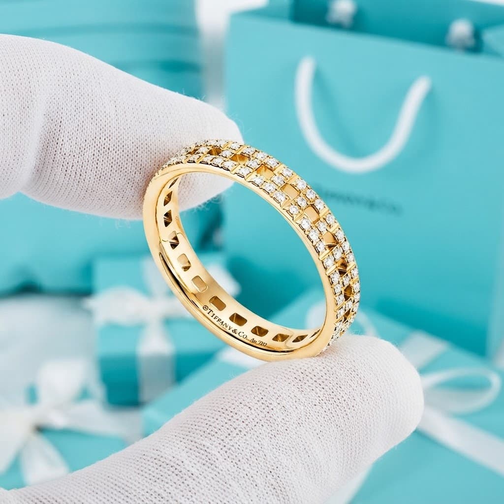 Кольцо Tiffany T True Narrow с бриллиантами, желтое золото — фото 4