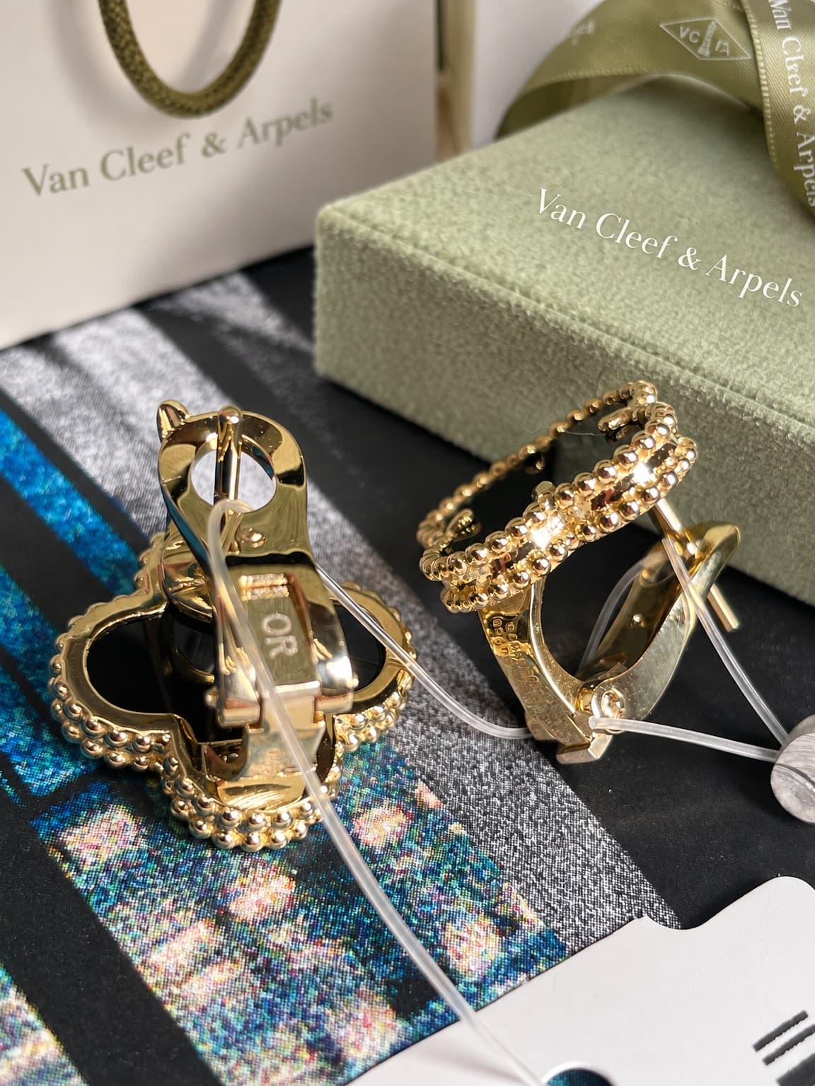 Серьги Van Cleff Vintage Alhambra с ониксом — фото 3
