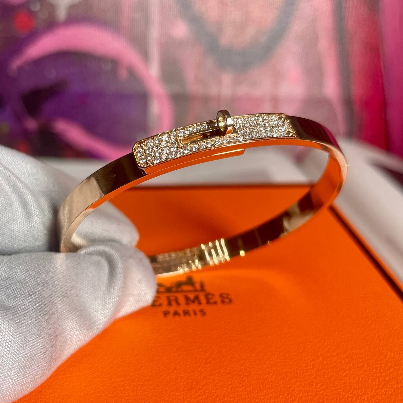 Браслет HERMES с бриллиантами 0,36ct (розовое золото 750)