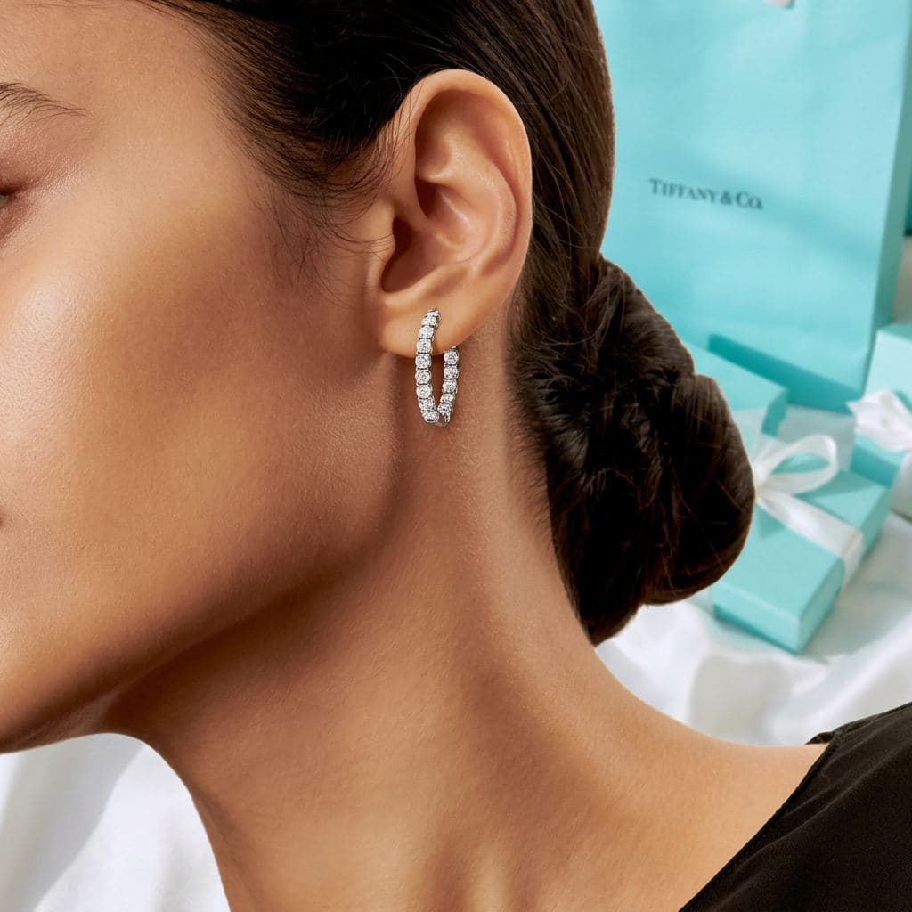 Серьги-кольца Tiffany из платины с бриллиантами — фото 2