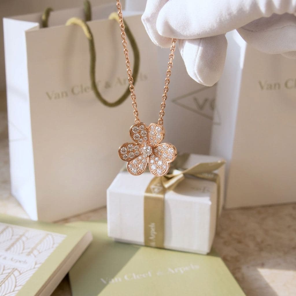 Кулон Van Cleef & Arpels Frivole, малая модель, розовое золото, бриллианты — фото 3