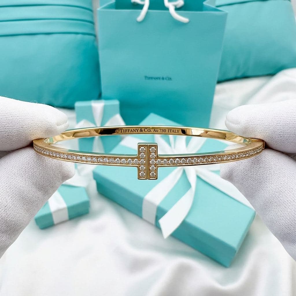 Браслет Tiffany T из розового золота с бриллиантами