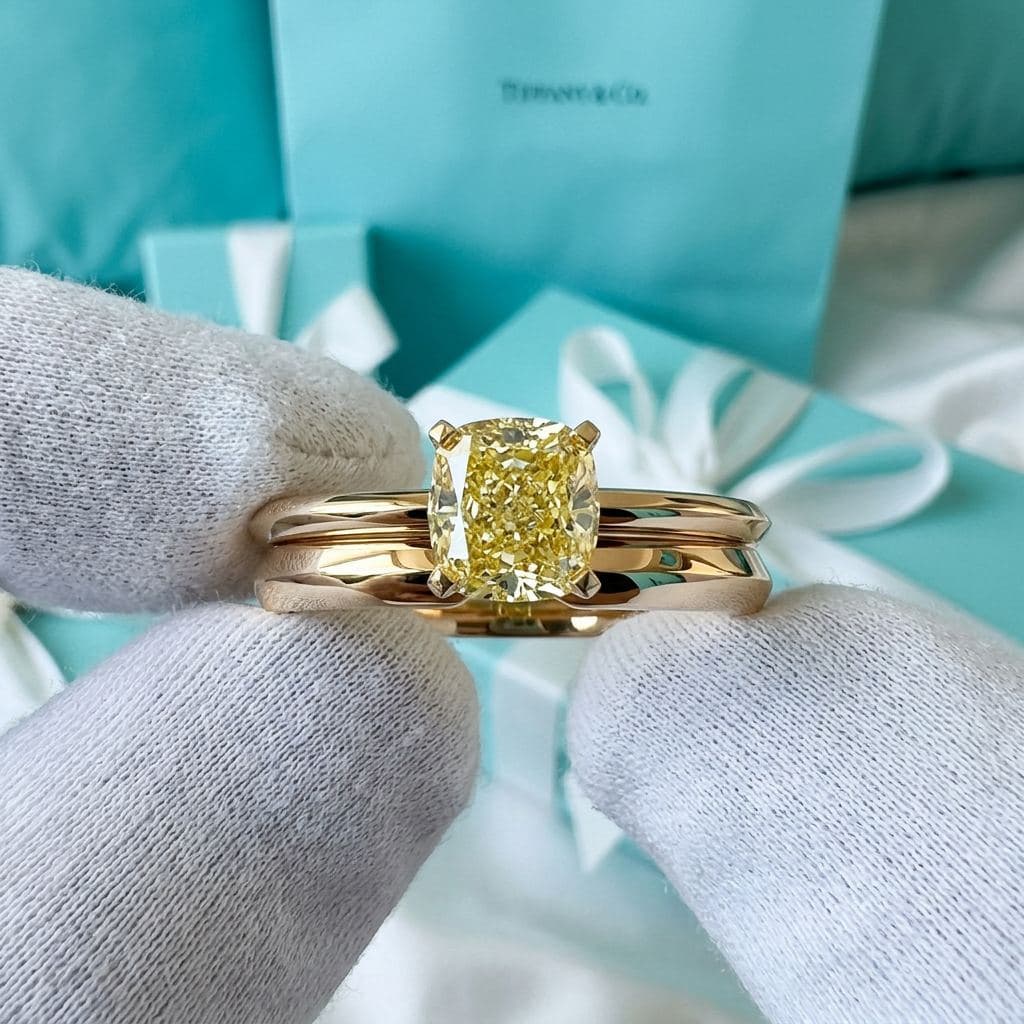 Кольцо Tiffany True с желтым бриллиантом кушон — фото 4