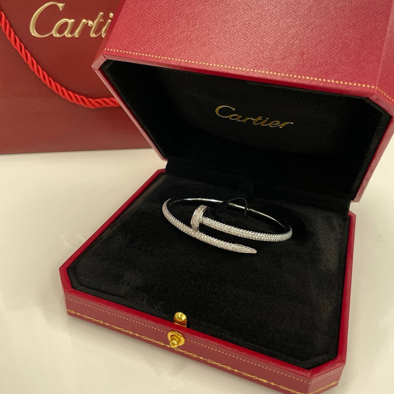 Браслет Cartier Juste Un Clou Pave 2,56 ct (белое золото 586) — фото 4