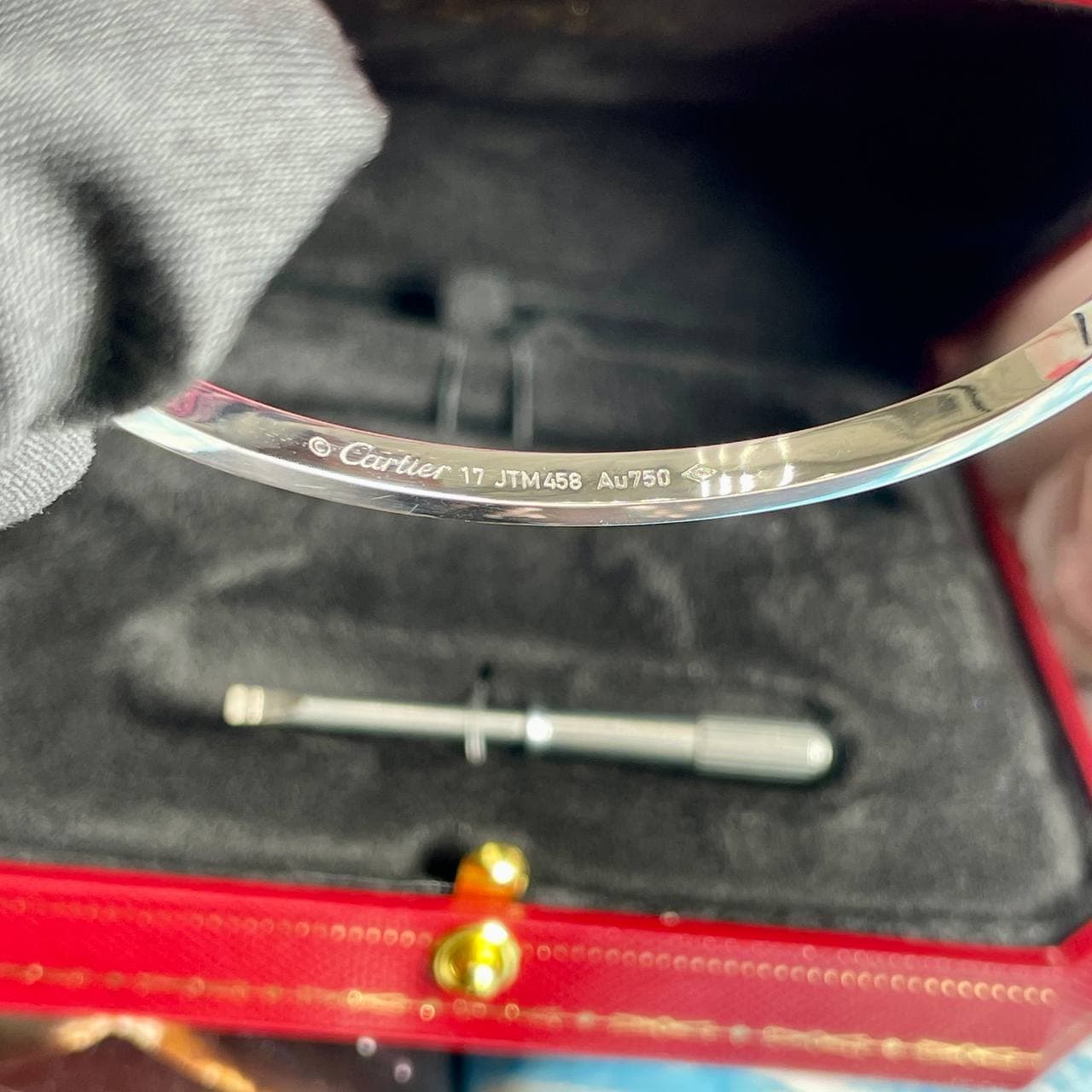 Браслет Cartier Love Pave узкая модель (белое золото 585) — фото 5