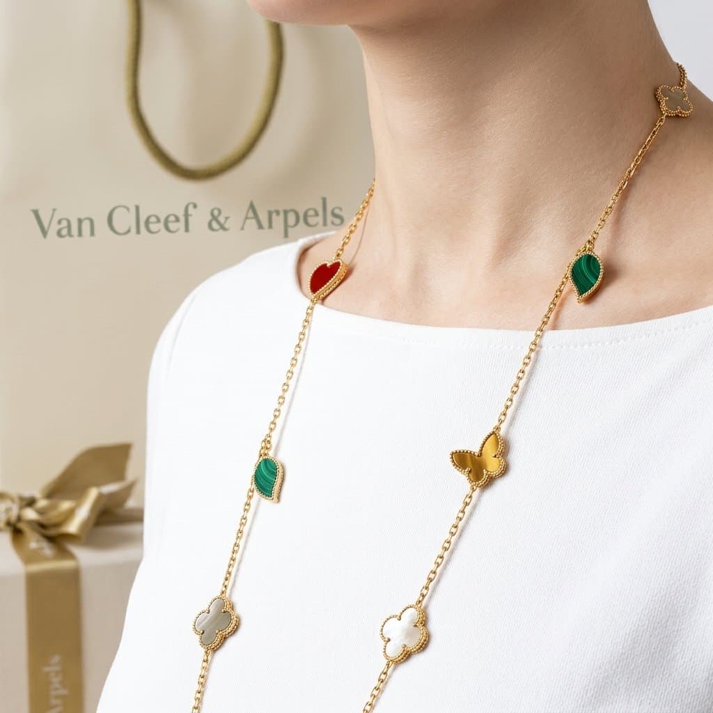 Браслет Van Cleef & Arpels Lucky Alhambra, 4 мотива, Жёлтое золото