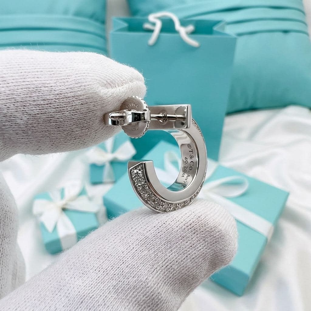 Серьги-кольца Tiffany T1 из розового золота с бриллиантами — фото 5