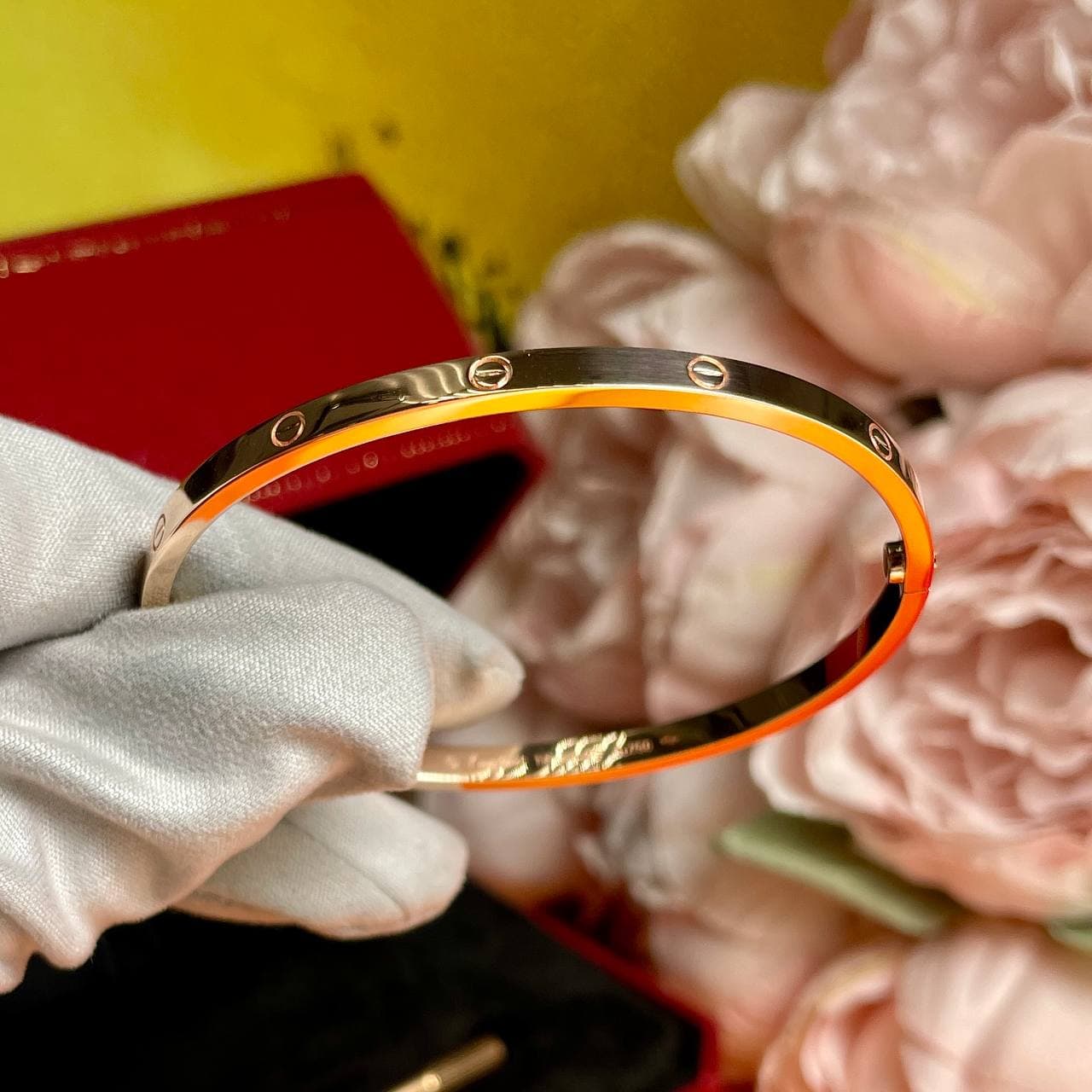 Браслет Cartier Love узкая модель (розовое золото 585)