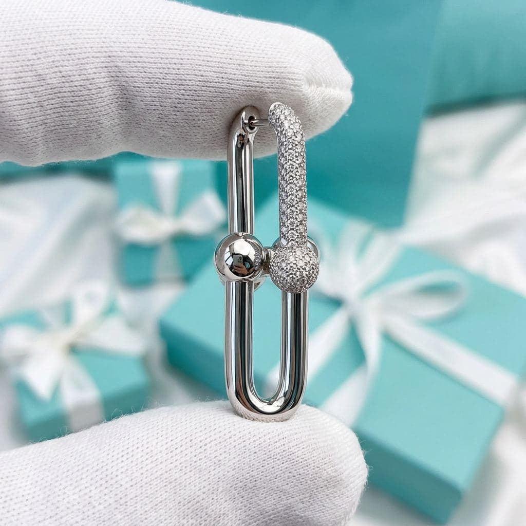Серьги Tiffany HardWear крупные звенья с бриллиантами