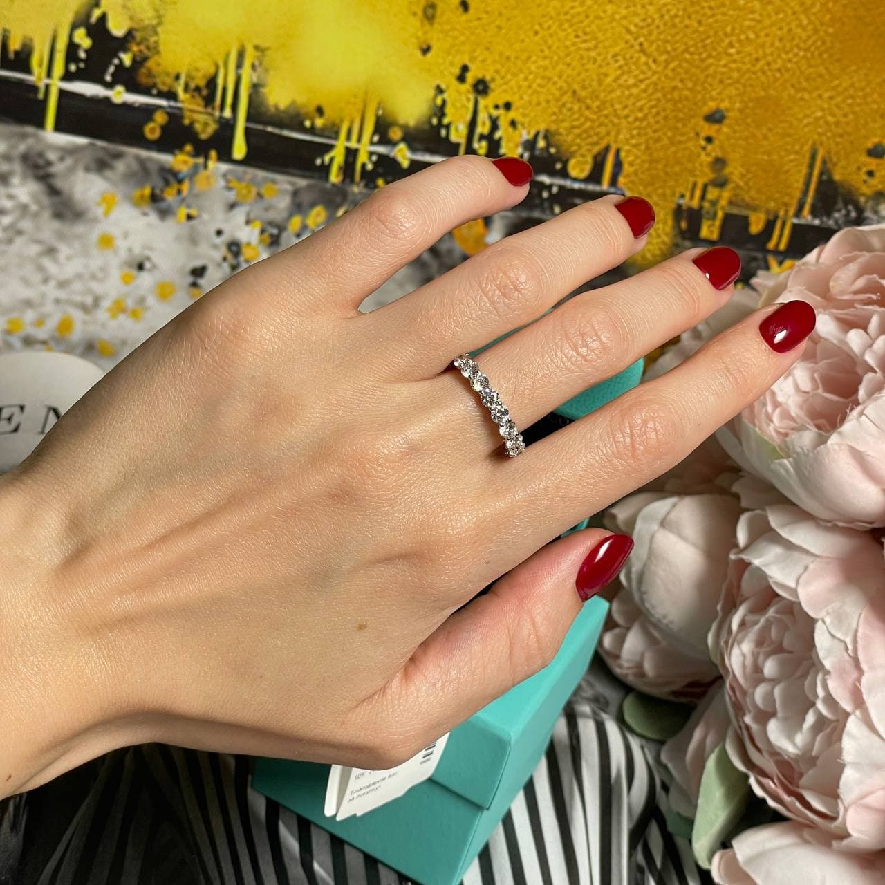 Кольцо Tiffany Forever с бриллиантами 3 ct (LAB)(белое золото 585)