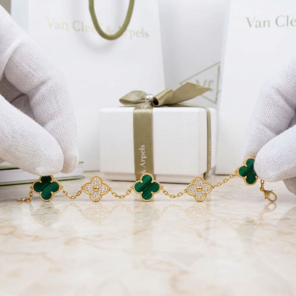 Браслет Van Cleef & Arpels Vintage Alhambra, 5 мотивов, Жёлтое золото