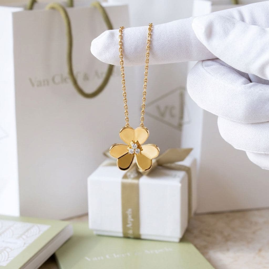 Кулон Van Cleef & Arpels Flora Frivole, крупная модель, Жёлтое золото
