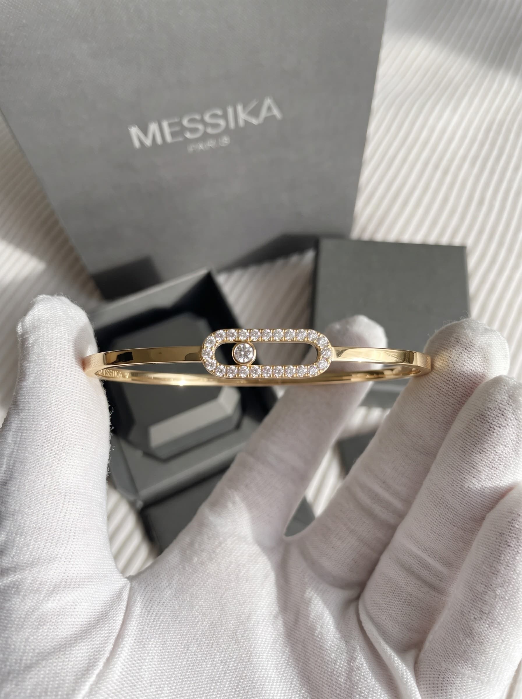 Золотой браслет Messika Move Uno Flex с бриллиантами, большая модель, Жёлтое золото