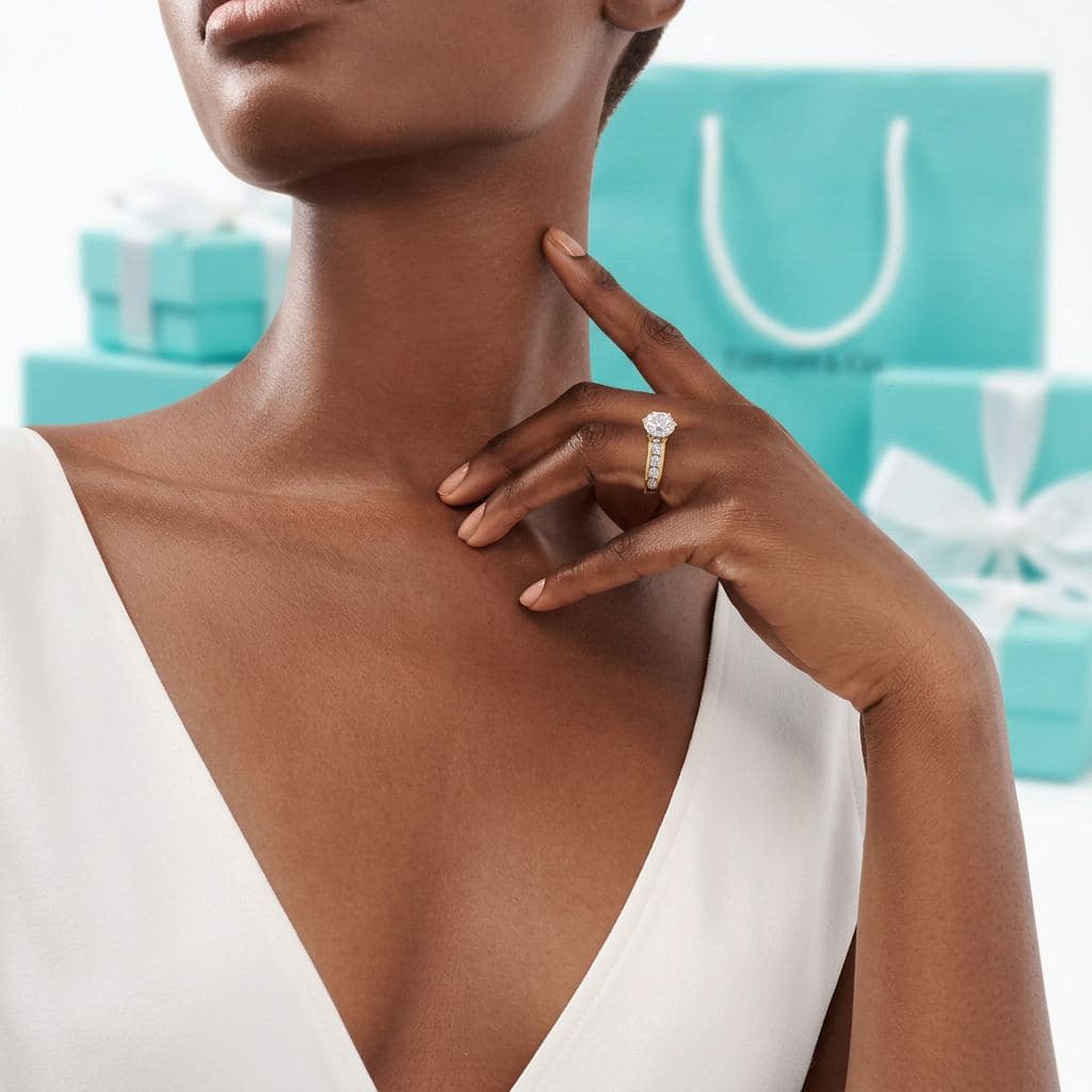 Кольцо Tiffany Setting с дорожкой из бриллиантов — фото 4